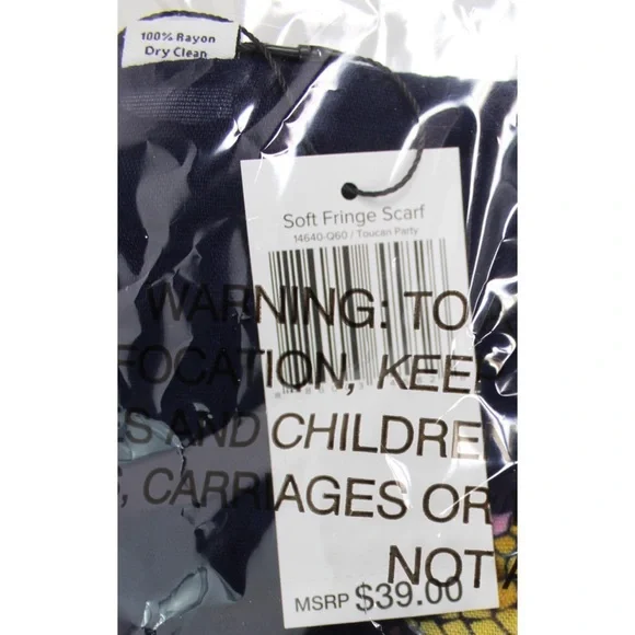 Vera Bradley NWT Toucan Party Soft Fringe Scarf - Picture 5 of 5